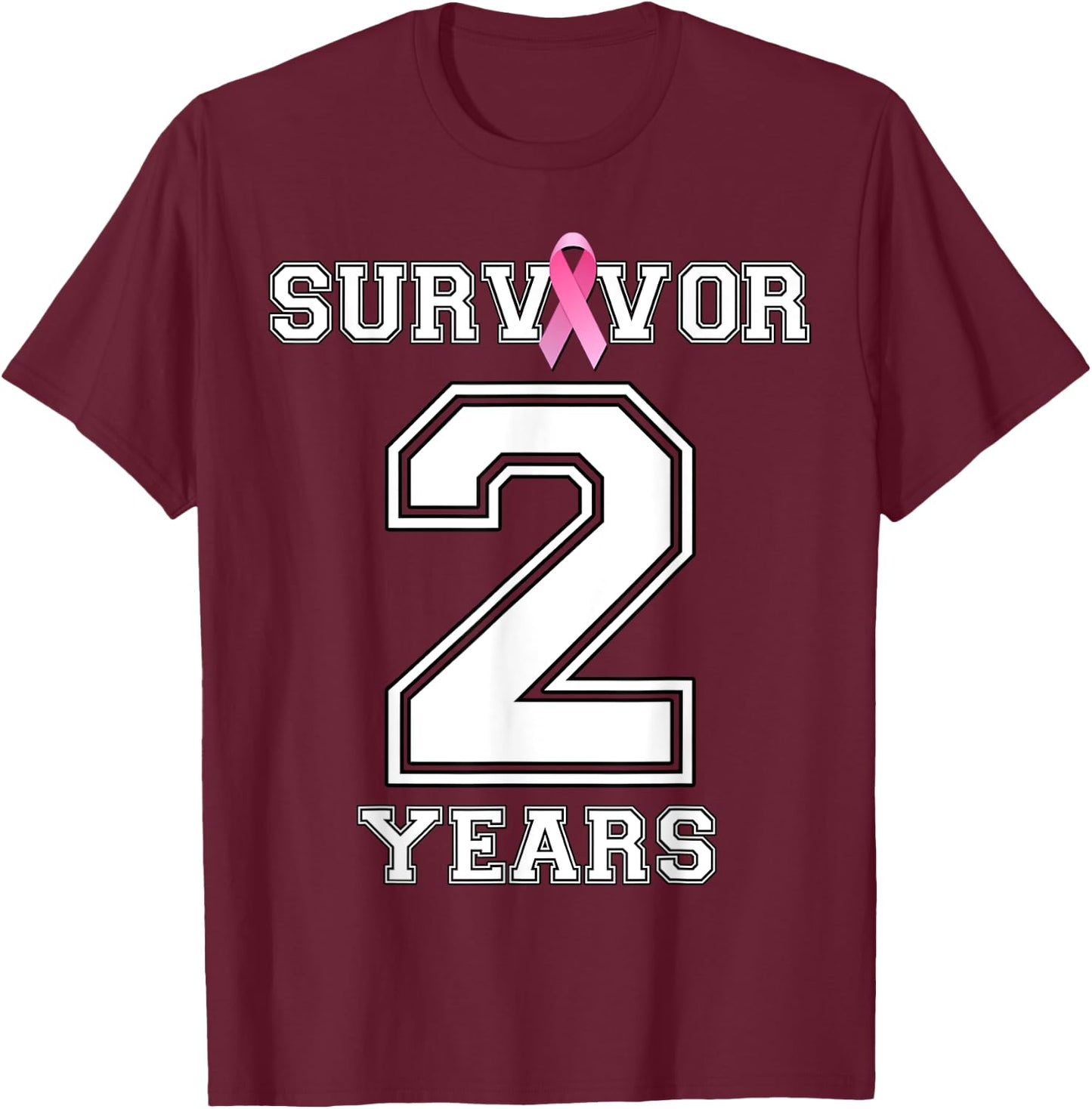 2 Years Breast Cancer Survivor Pink Ribbon Awareness ZL T-Shirt - T-Shirt | Maroon