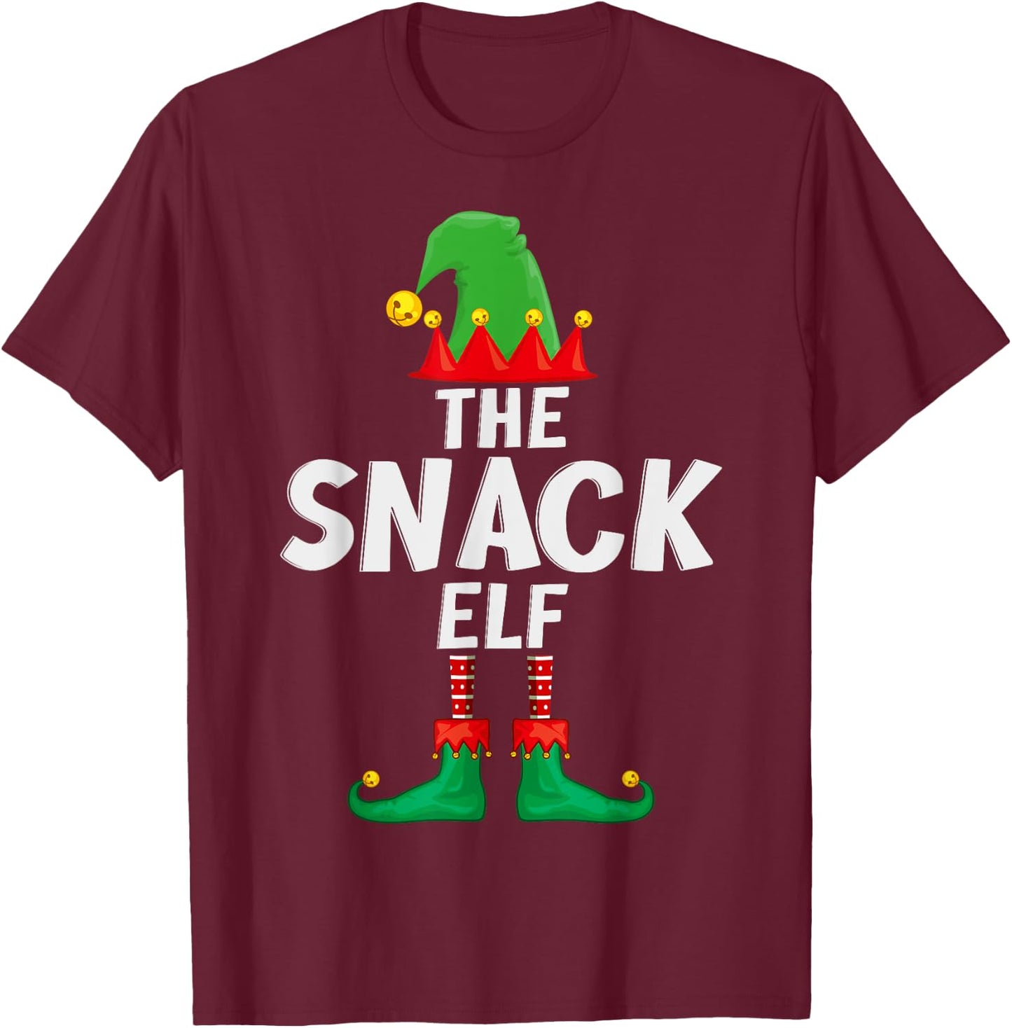The Snack Elf Matching Family Christmas T-Shirt - T-Shirt | Maroon