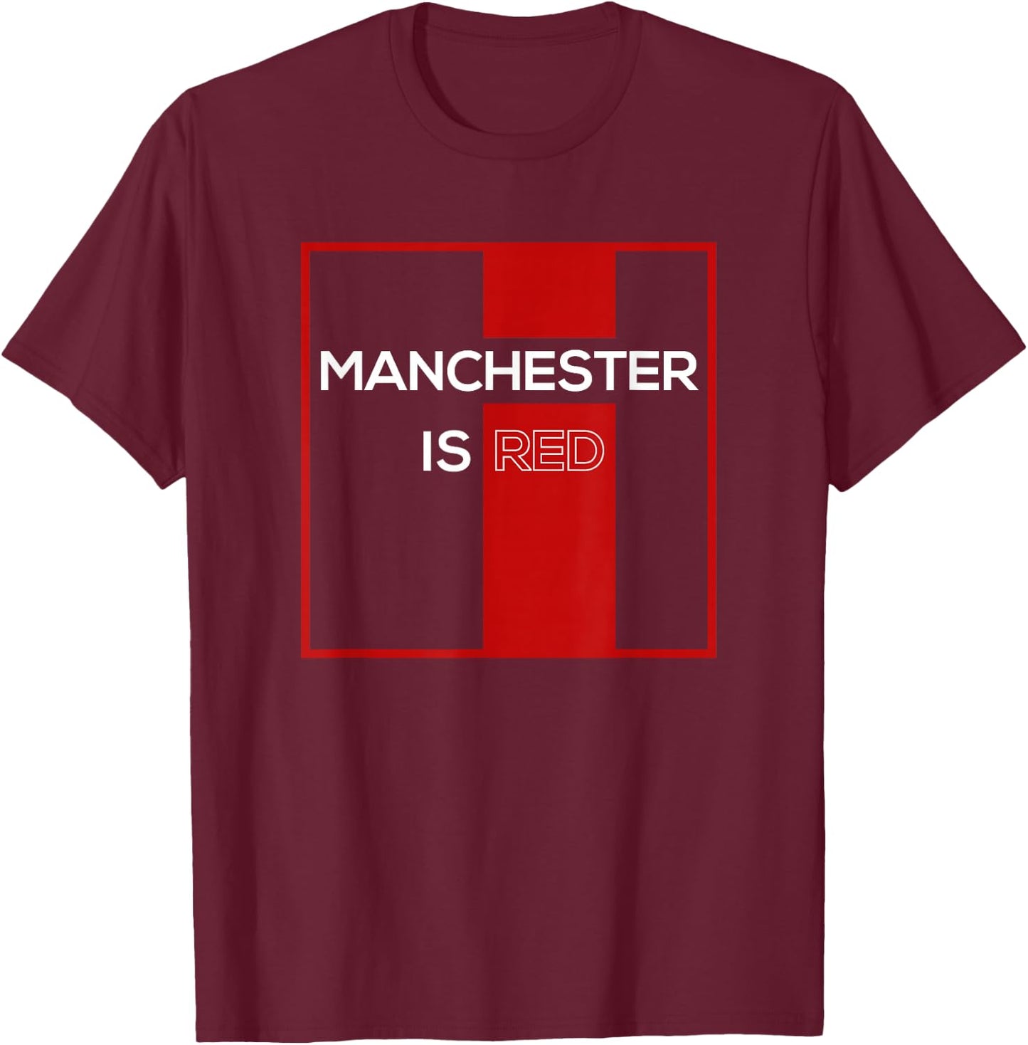 Manchester is Red Funny United Football Supporter T-Shirt - T-Shirt | Maroon