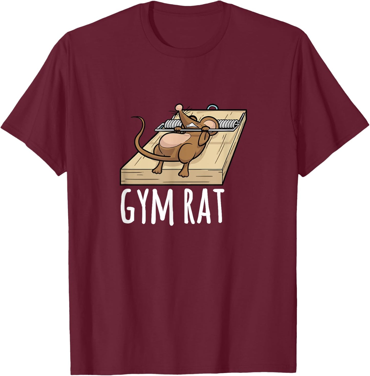 Gym Rat Mouse Trap Bench Press Funny T-Shirt - T-Shirt | Maroon
