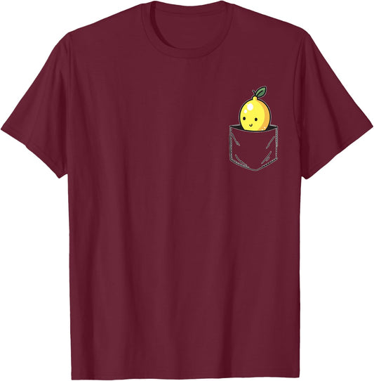 Lemon Pocket Funny Lemon in Pocket T-Shirt - T-Shirt | Maroon