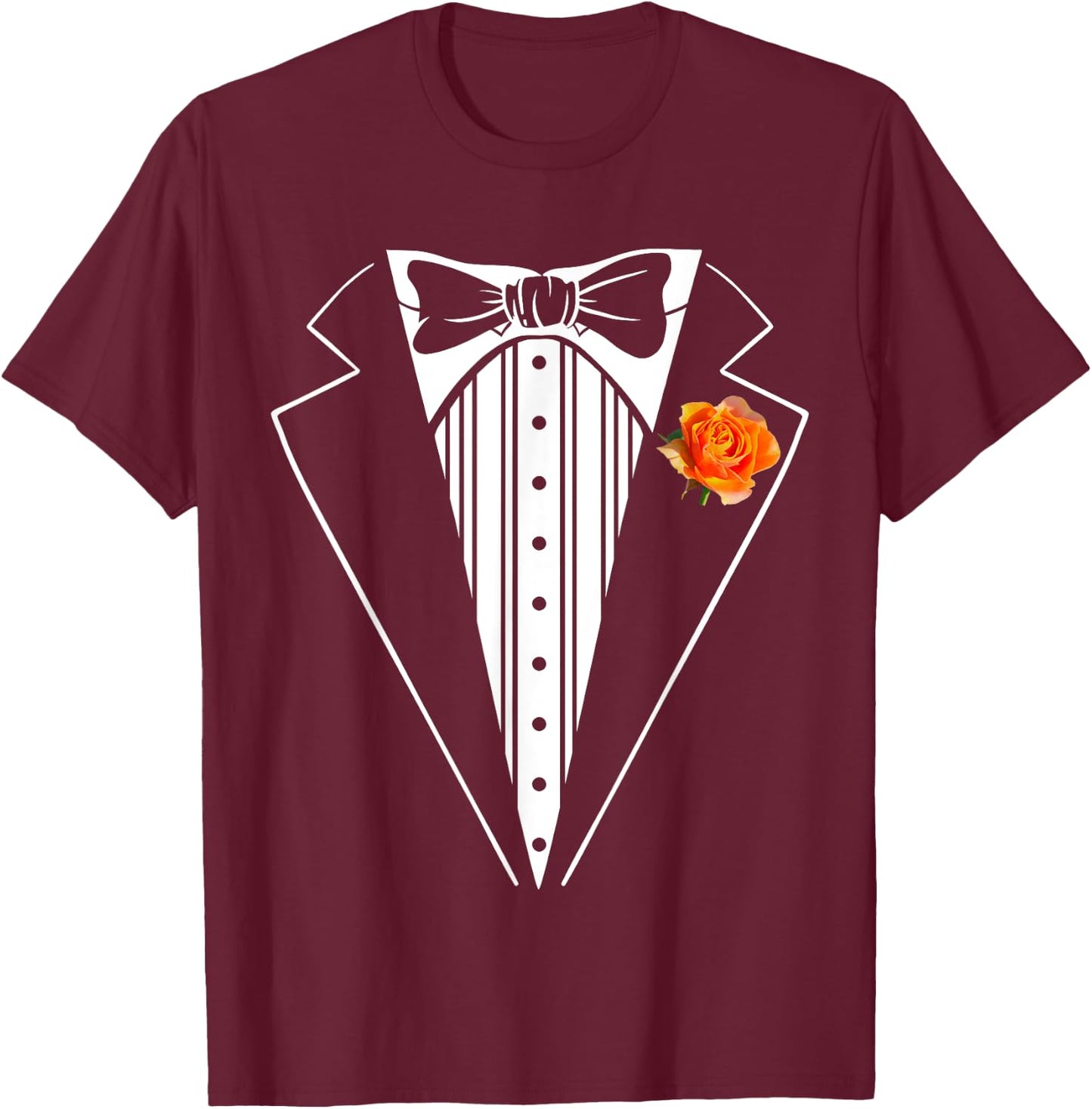 Kids Adult Orange Tuxedo, Toddler Tux Costume Youth Tux T-Shirt - T-Shirt | Maroon