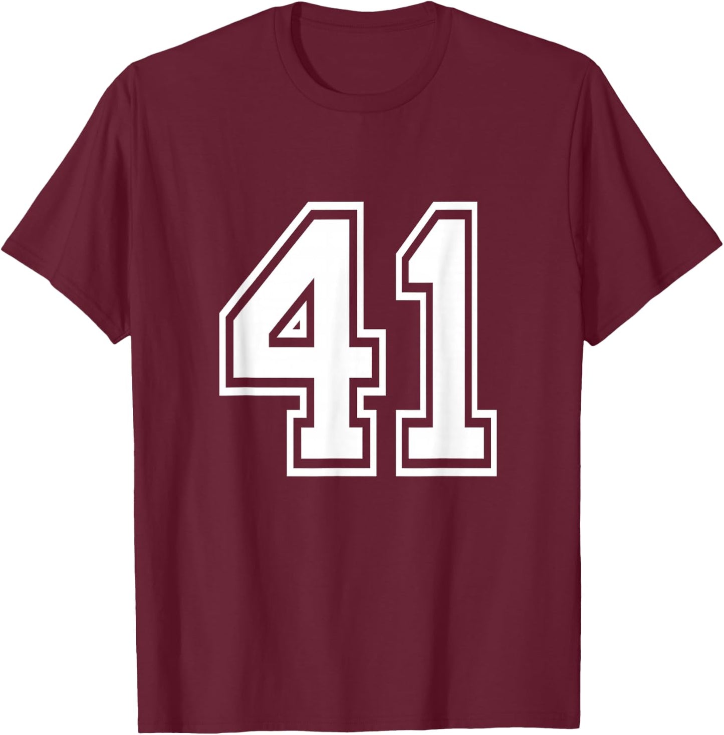 Number 41 Varsity Sports Team Jersey 41st Birthday 41 Years T-Shirt - T-Shirt | Maroon