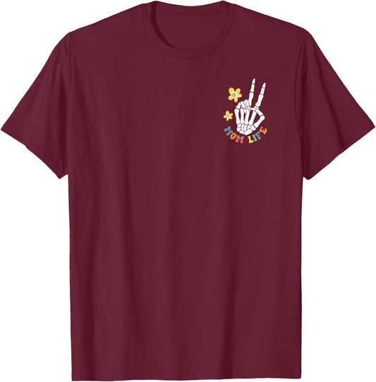 Weird Moms Build Character Groovy Mama Mothers Day 2 Sided T-Shirt - T-Shirt | Maroon