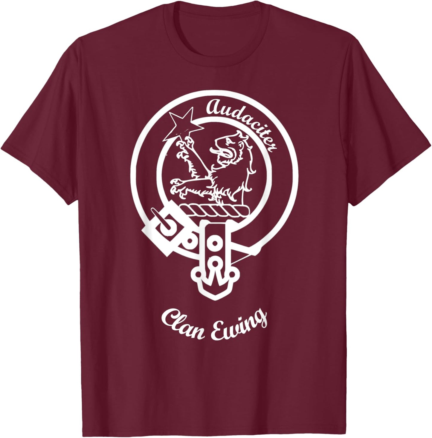 Clan Ewing surname last name Scottish crest T-Shirt - T-Shirt | Maroon