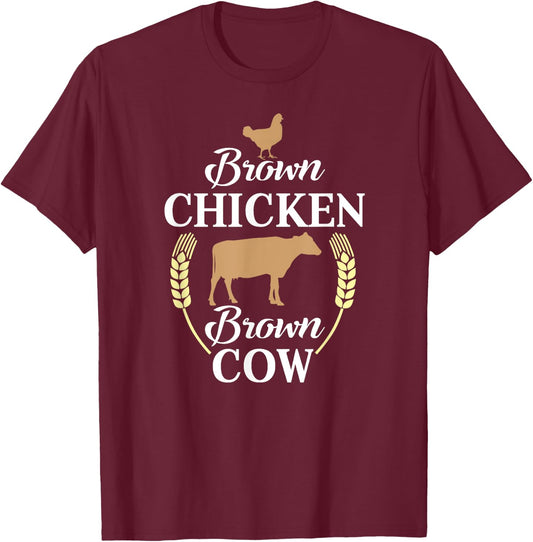Brown Chicken Brown Cow shirt Funny Joke T-Shirt - T-Shirt | Maroon