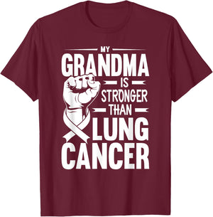 My Grandma Is Stronger Than Lung Cancer Awareness T-Shirt - T-Shirt | Maroon