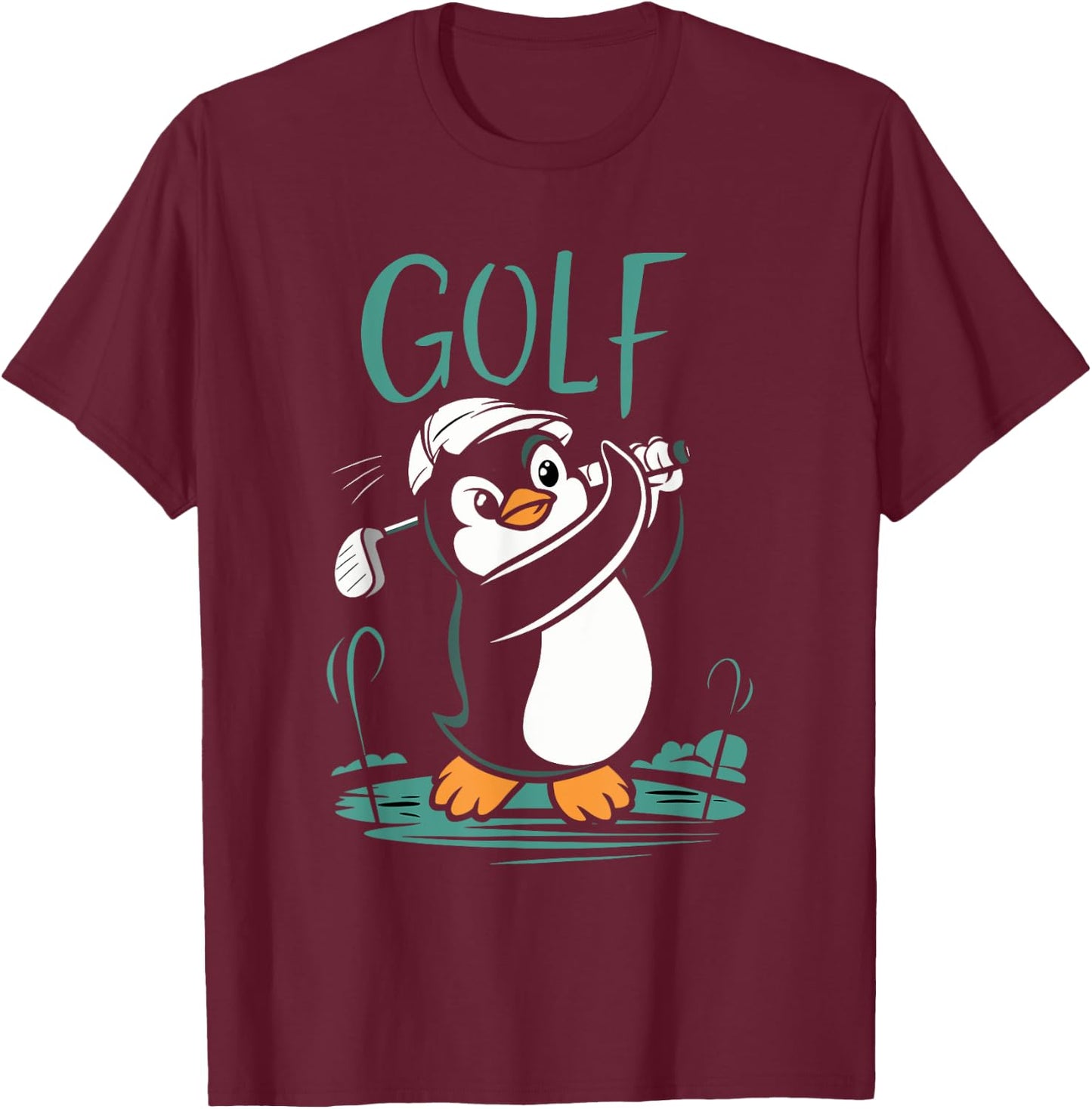 Golf Penguin Golfing Golf Player Cute Golfer T-Shirt - T-Shirt | Maroon
