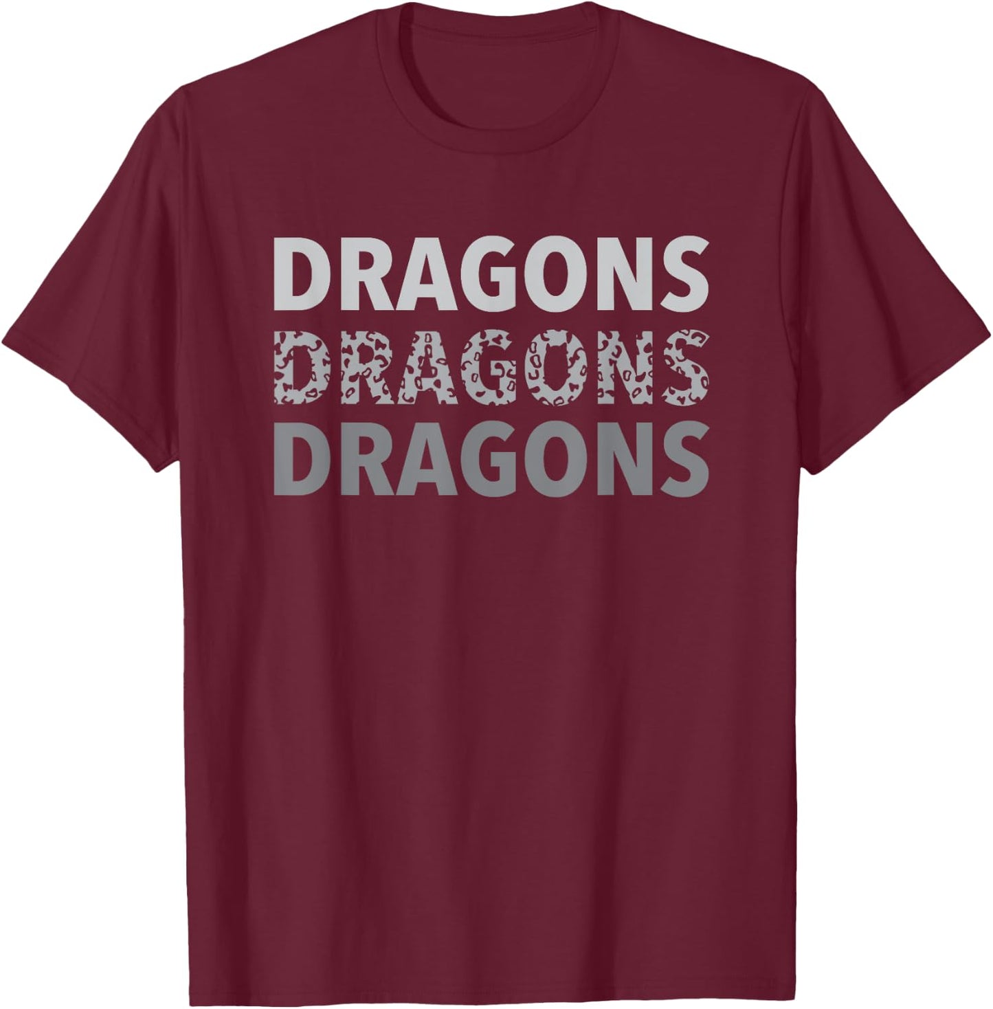 AS Dragons Leopard Cheetah Mascot School T-Shirt - T-Shirt | Maroon