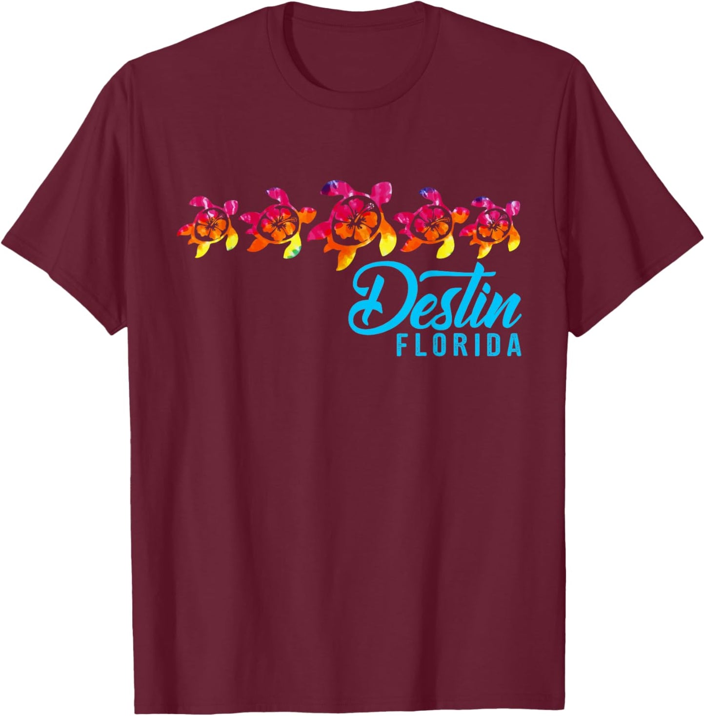 Destin Florida Tie Dye Sea Turtle Matching Family Group T-Shirt - T-Shirt | Maroon