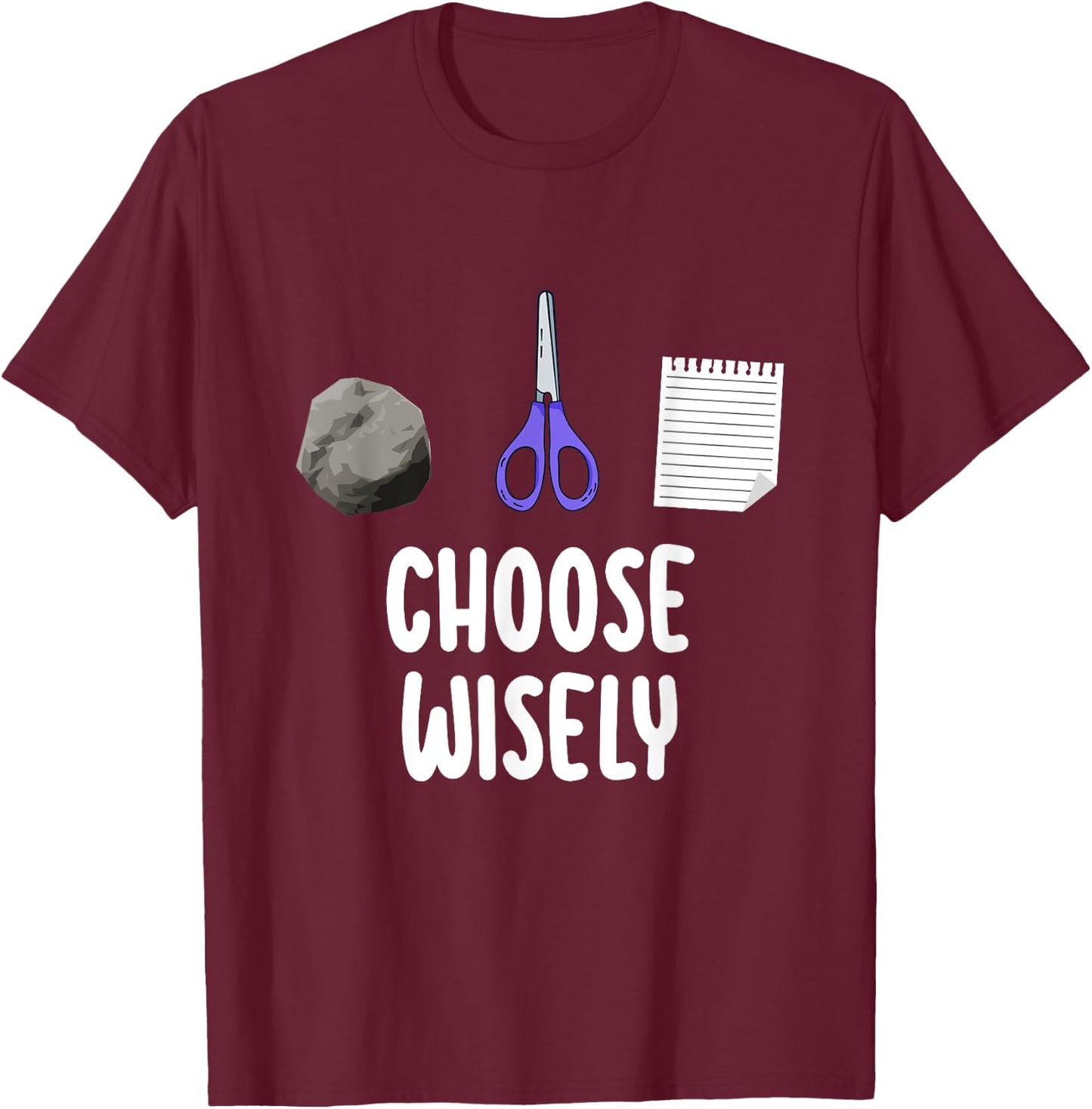 Rock Paper Scissors Hand Game Shirt Funny Choose Wisely Kids T-Shirt - T-Shirt | Maroon