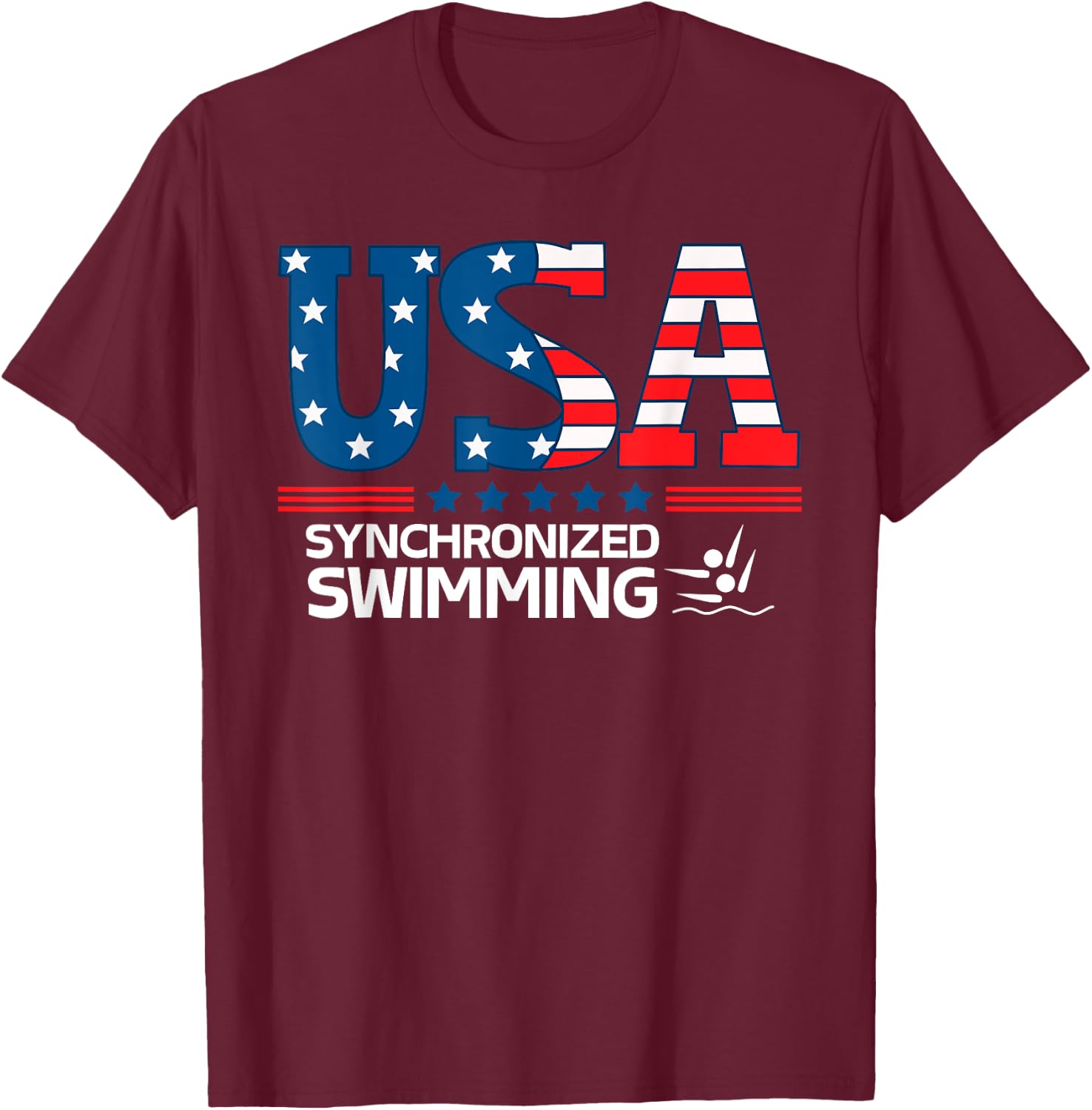 Synchronized Swimming United States Flag USA Sport swimming T-Shirt - T-Shirt | Maroon