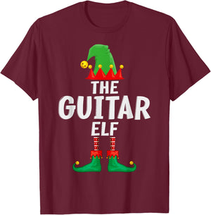 The Guitar Elf Matching Family Christmas T-Shirt - T-Shirt | Maroon