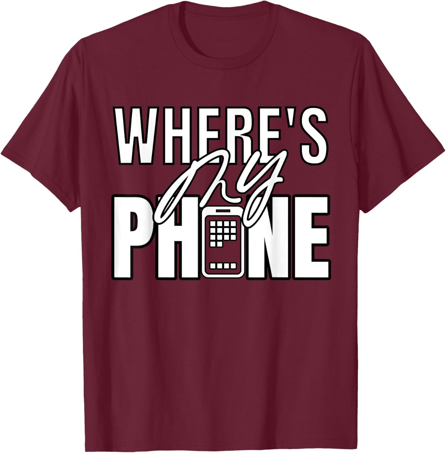 Where's My Phone funny smartphone pay phone retro T-Shirt - T-Shirt | Maroon