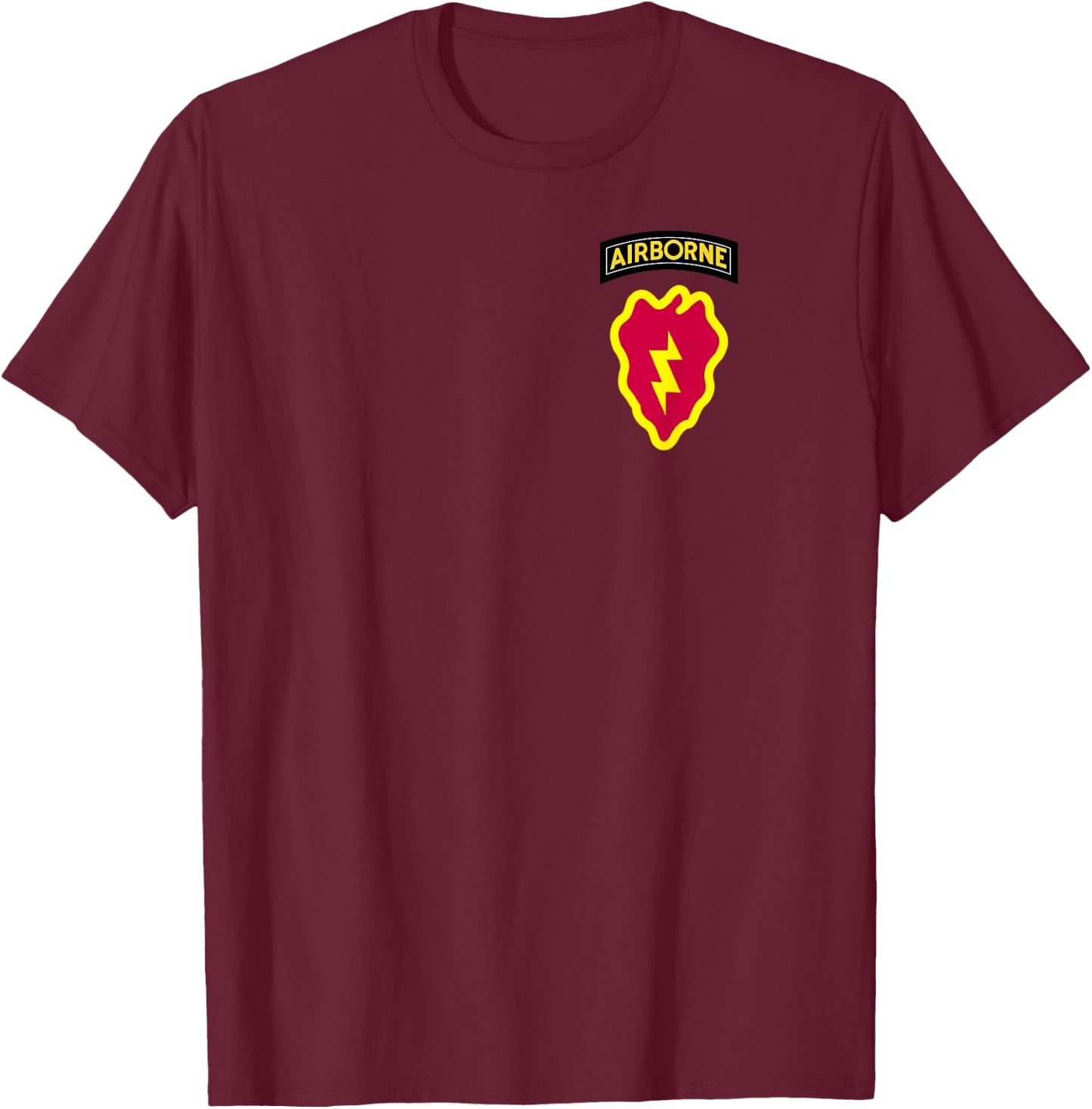 25th Infantry Division - 25th ID Airborne (ABN) Patch T-Shirt - T-Shirt | Maroon