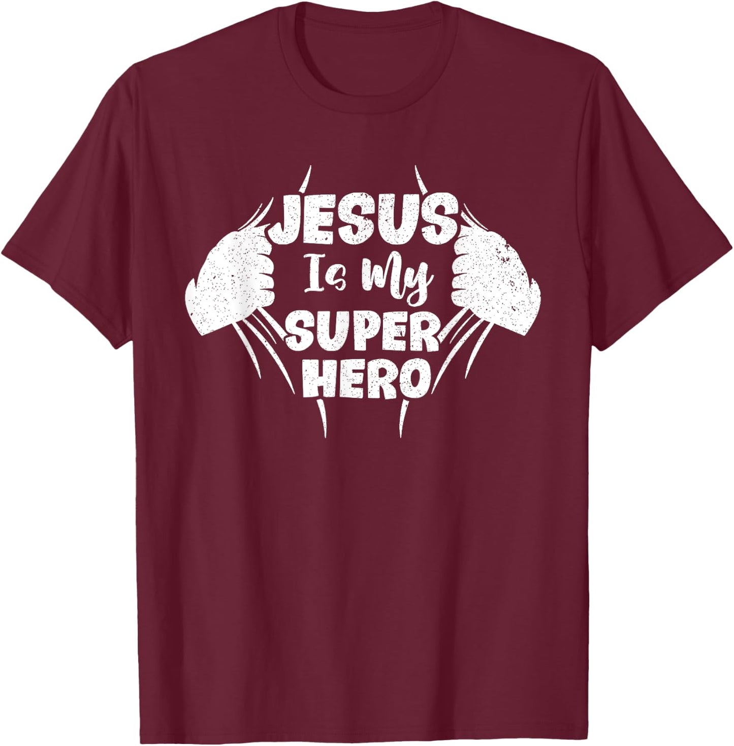 Jesus Is My Superhero Christian Religious T-Shirt - T-Shirt | Maroon