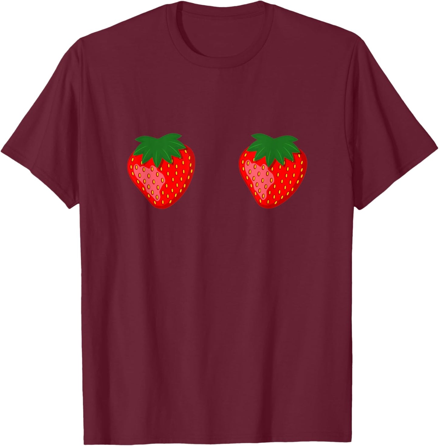Strawberry Boobs Funny T-Shirt - T-Shirt | Maroon