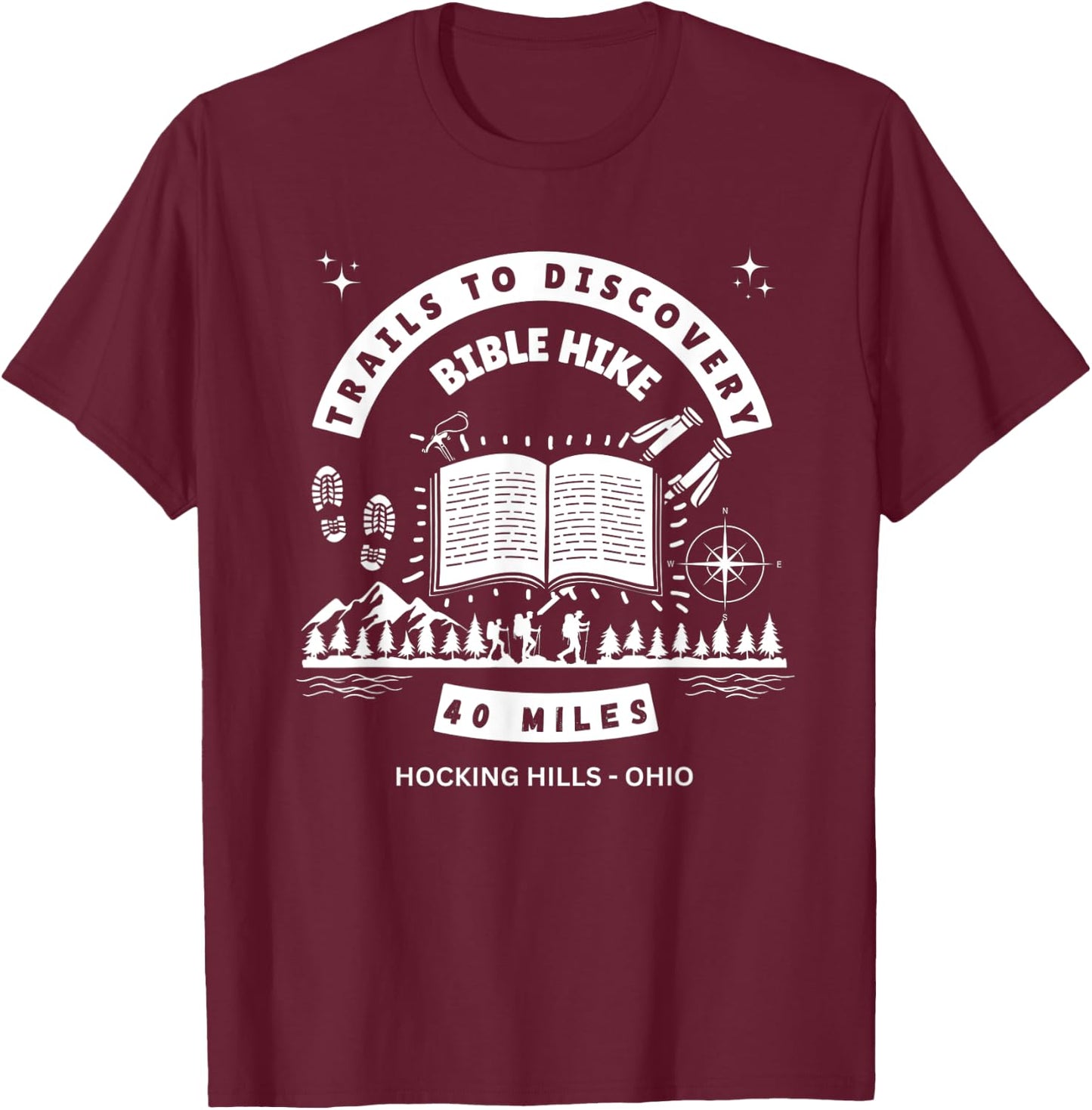 Trails To Discovery Bible Hike T-Shirt - T-Shirt | Maroon