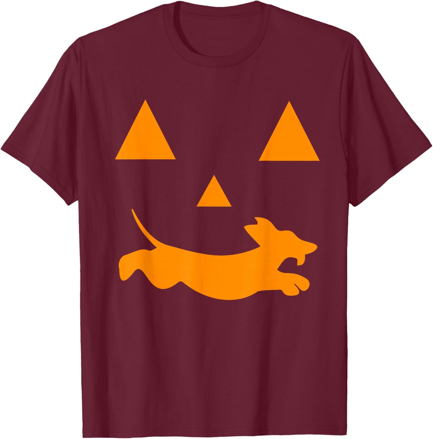 Halloween Pumpkin Dachshund Jack-o-lantern Costume T-Shirt - T-Shirt | Maroon