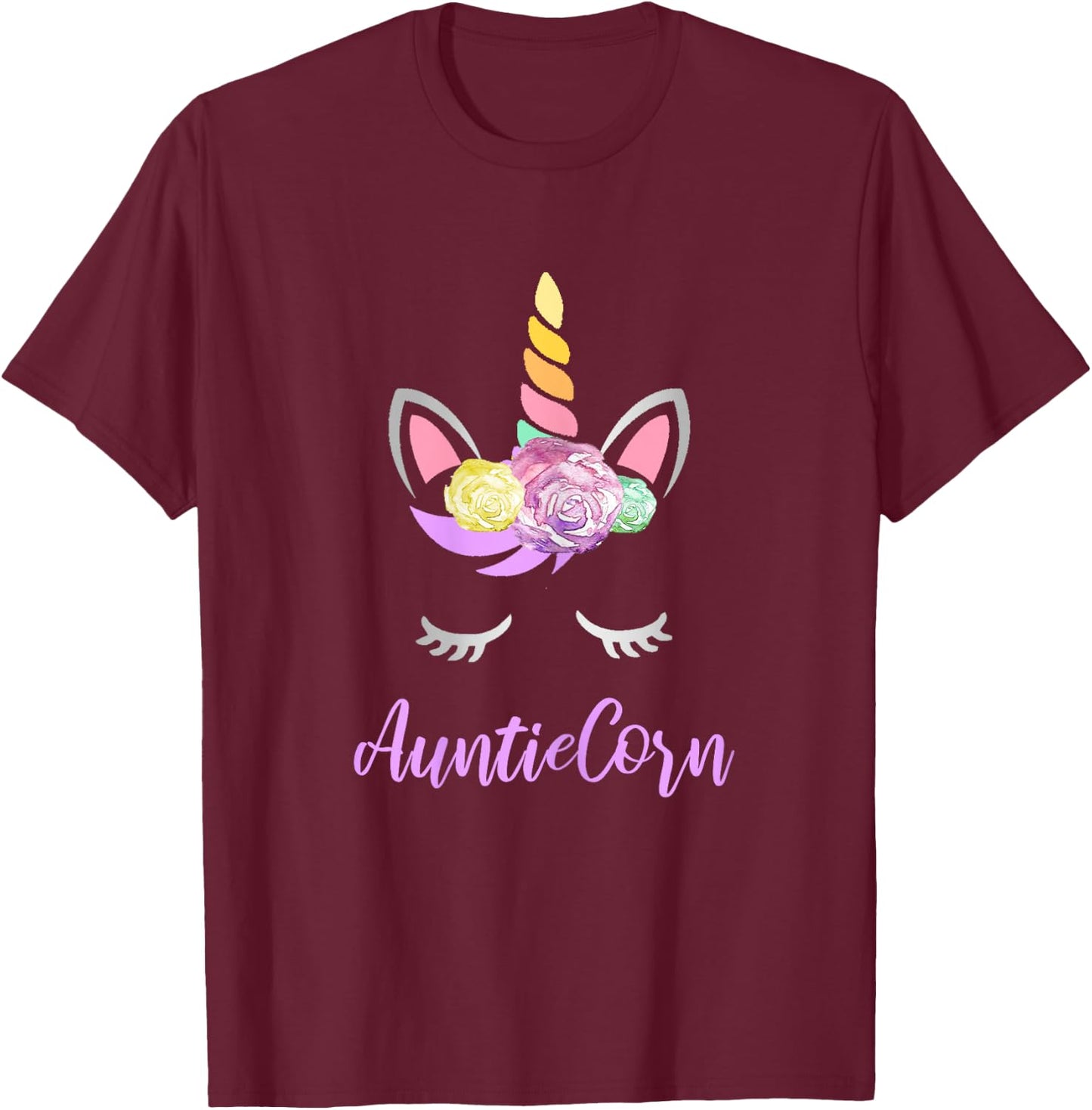 Aunticorn Unicorn Aunt of the Birthday Girl Unicorn T-Shirt - T-Shirt | Maroon