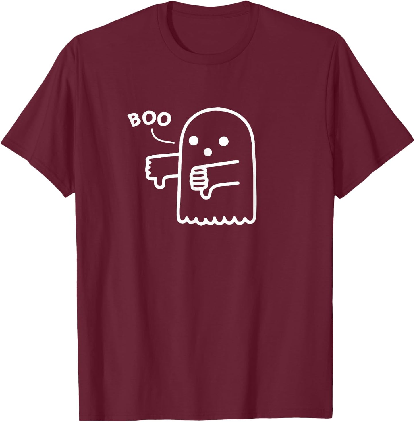 Boo, Thumbs Down Ghost, Boo Ghost, Disappointed Ghost T-Shirt - T-Shirt | Maroon