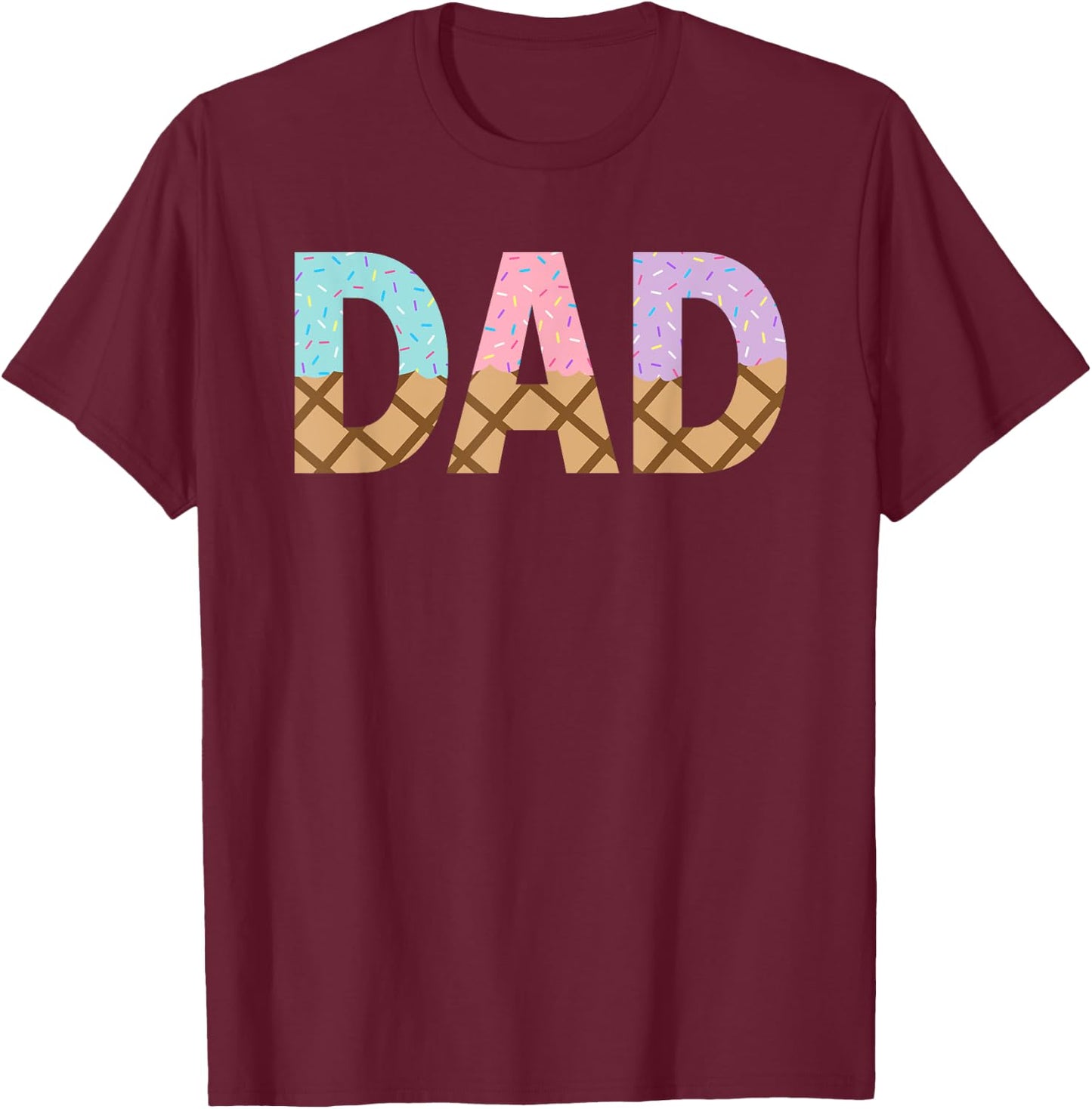 Dad Of 1st First Birthday Girl Ice Cream T-Shirt - T-Shirt | Maroon