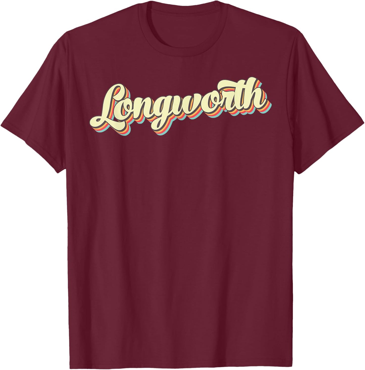Longworth Retro Art Baseball Font Vintage T-Shirt - T-Shirt | Maroon