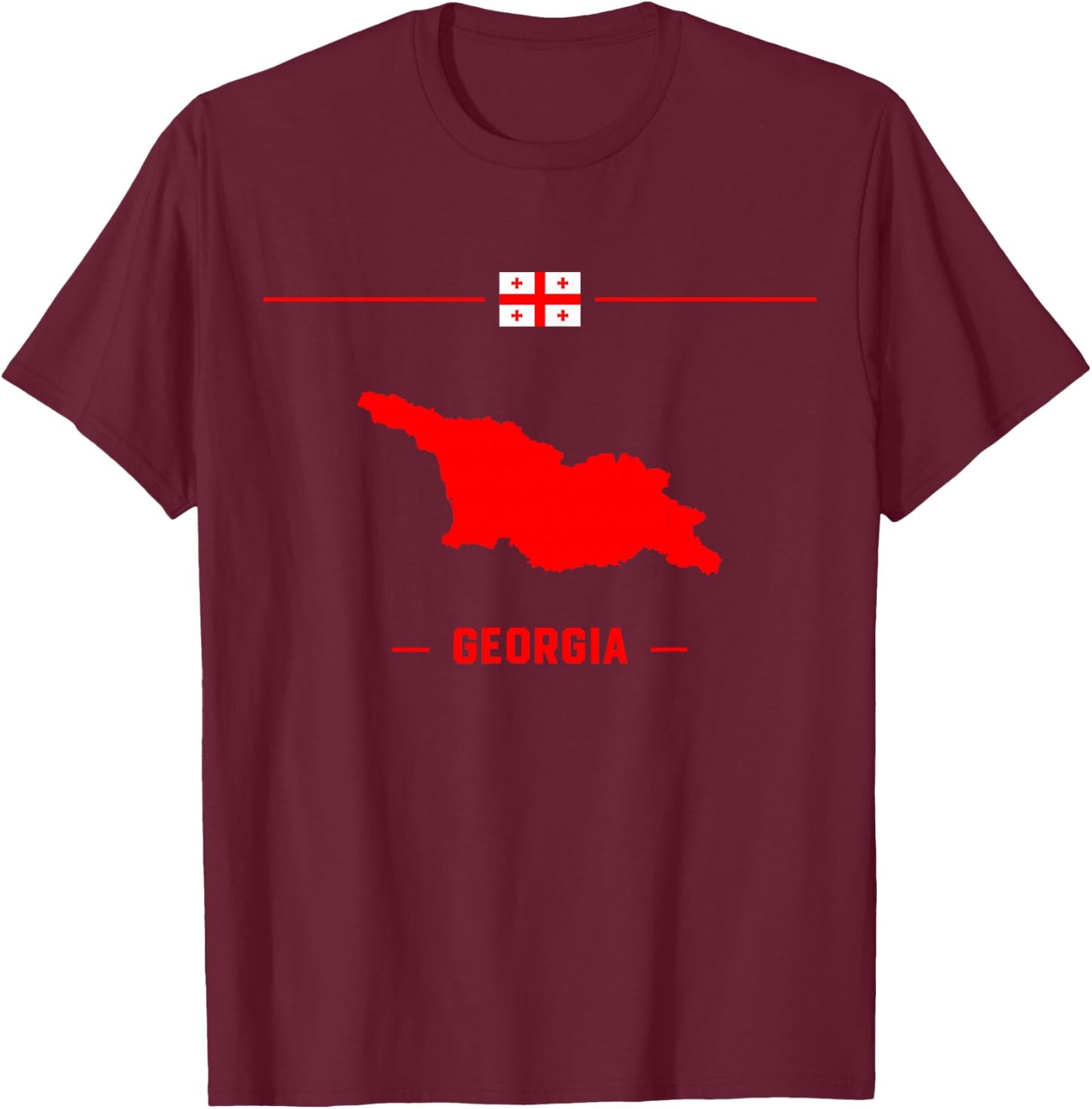 Map of Georgia isolated with flag and name of the country T-Shirt - T-Shirt | Maroon