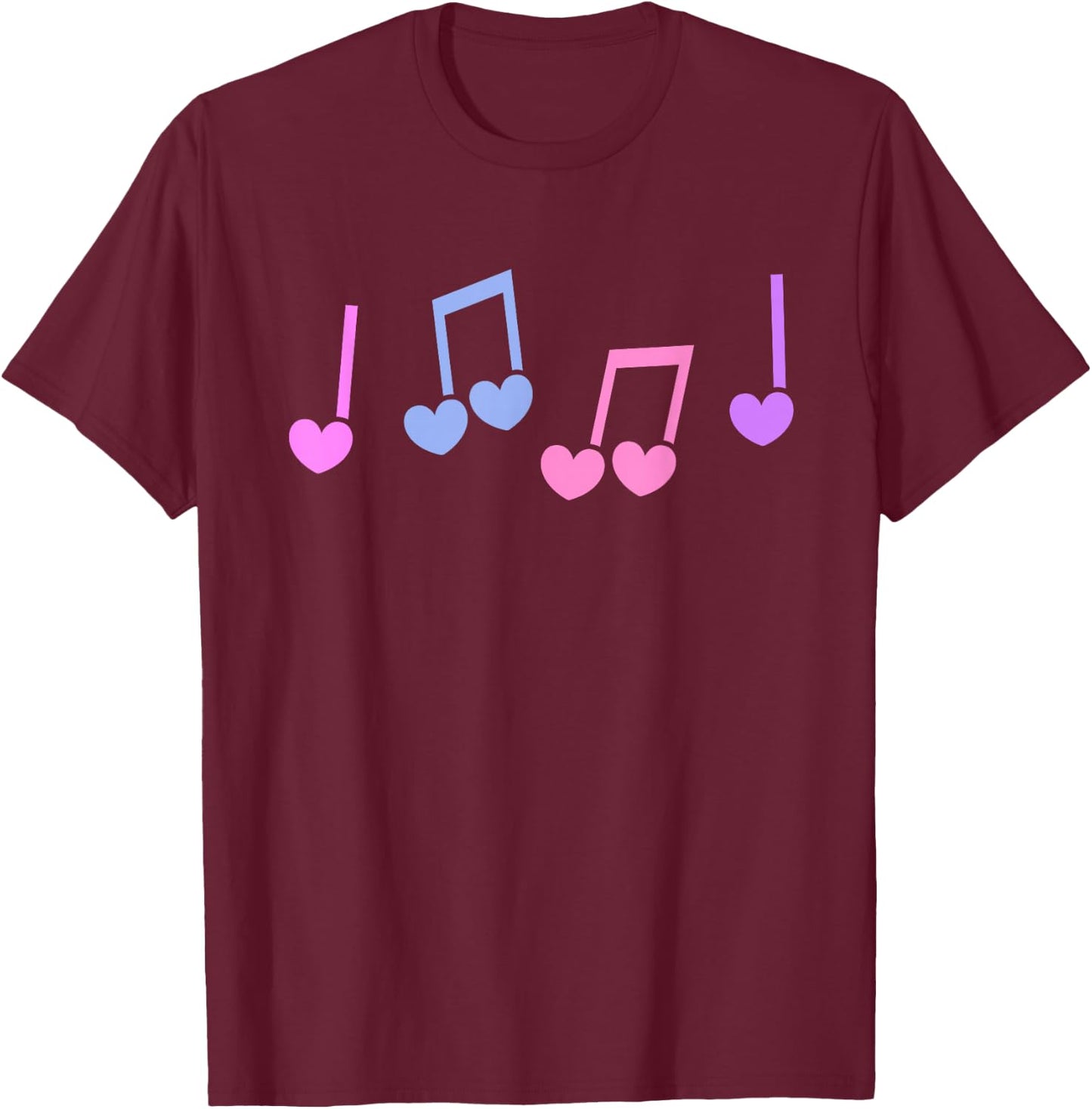 Music Heart Music Note Funny Musician Kids Girls Music T-Shirt - T-Shirt | Maroon