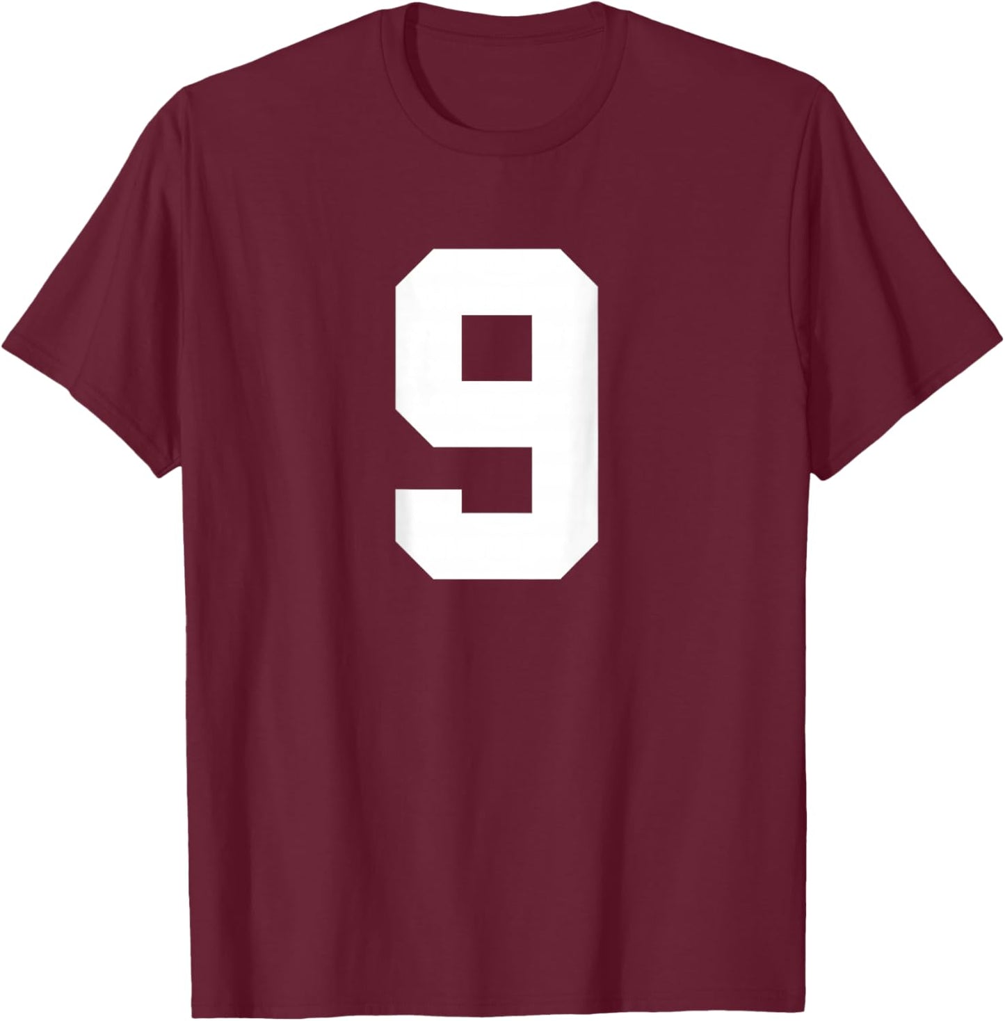 Number 9 (on Back) Sports Team Jersey Number T-Shirt - T-Shirt | Maroon