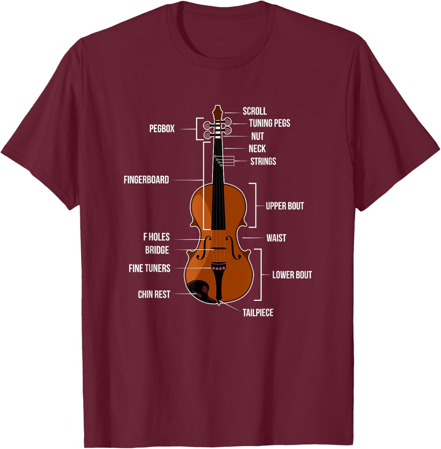 Music Orchestra Viola Anatomy Of Violin Violinist Player T-Shirt - T-Shirt | Maroon