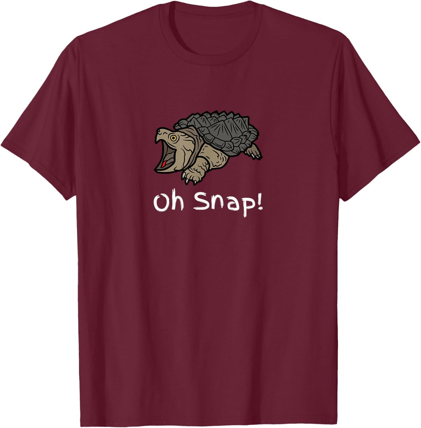 Oh Snap Statement, Snapping Turtle Funny Reptile Graphic T-Shirt - T-Shirt | Maroon