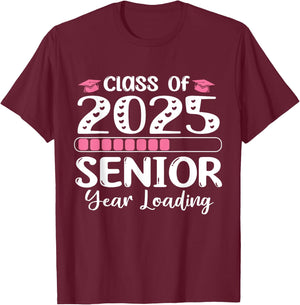 Class of 2025 Senior Year Loading back to school 2025 T-Shirt - T-Shirt | Maroon