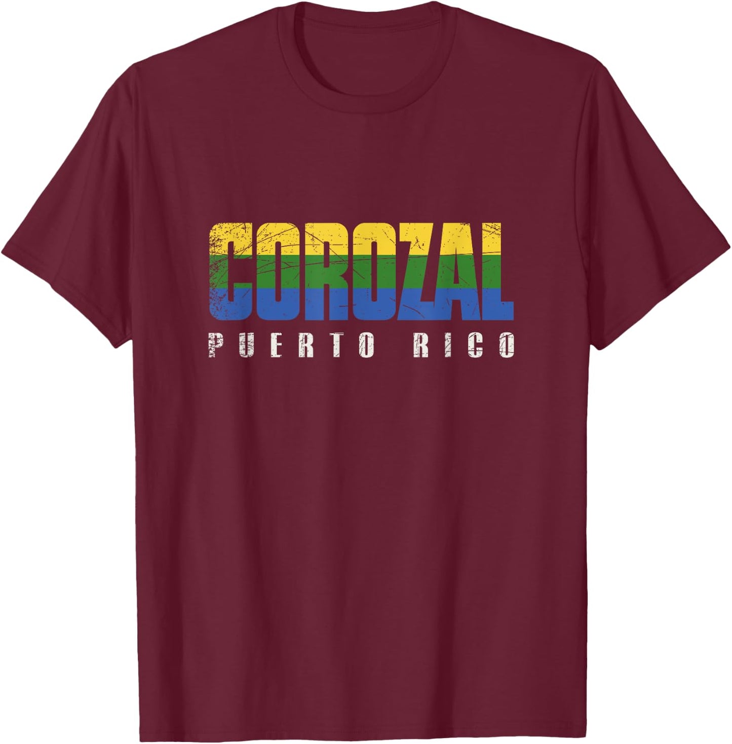 Corozal City in Puerto Rico, Corozal Flag T-Shirt - T-Shirt | Maroon