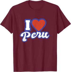 I Love Peru T-Shirt - T-Shirt | Maroon
