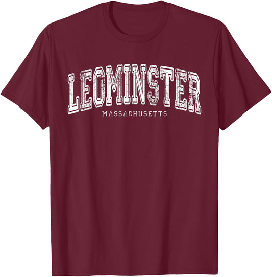 Leominster Massachusetts Vintage Retro US City State Travel T-Shirt - T-Shirt | Maroon