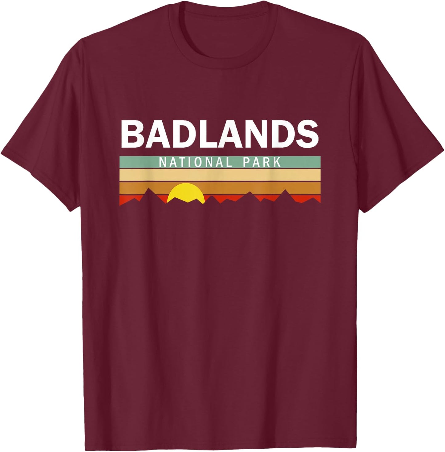 Retro Vintage Badlands National Park T-Shirt - T-Shirt | Maroon