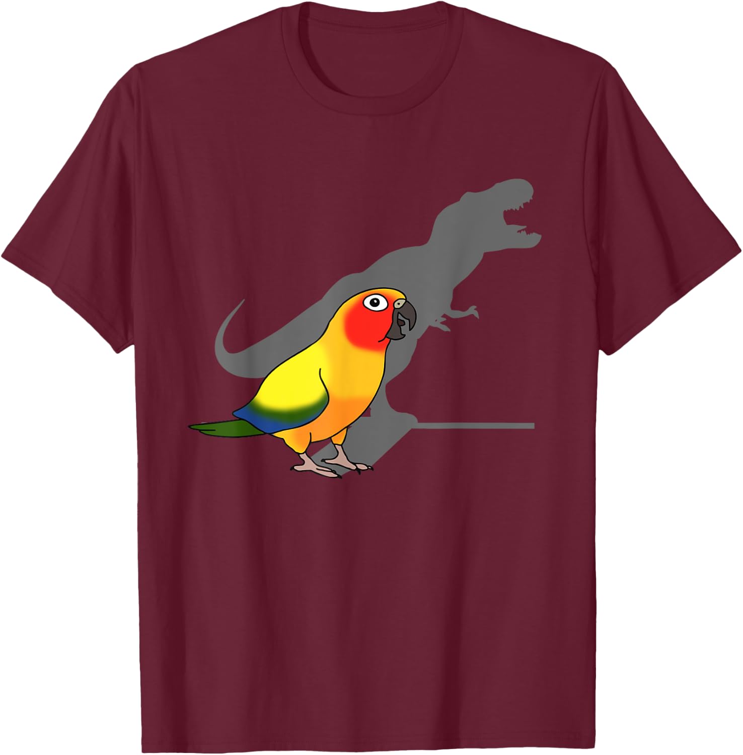 Cute Screaming Parrot, Birb Memes, Funny T-Rex Sun Conure T-Shirt - T-Shirt | Maroon