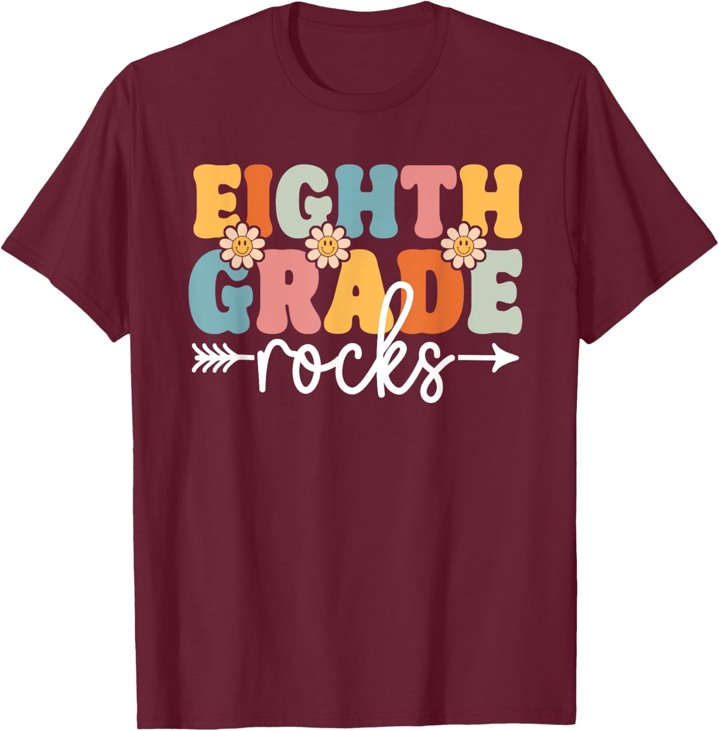Eighth Grade Rocks Back To School Teachers Students Men Women Kids T-Shirt - T-Shirt | Maroon