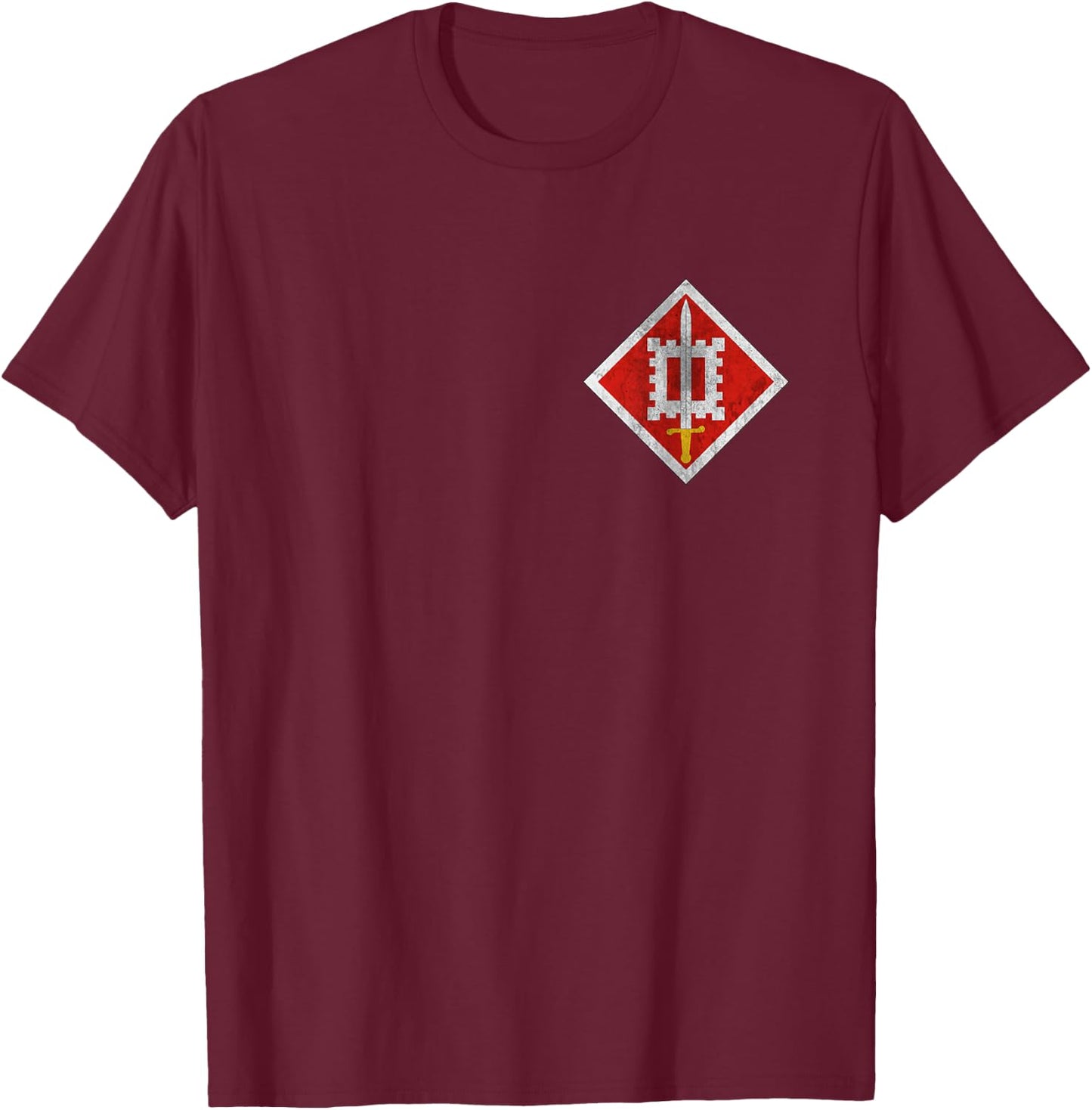 18th Engineer Brigade Distressed Logo Military Veteran Xmas T-Shirt - T-Shirt | Maroon