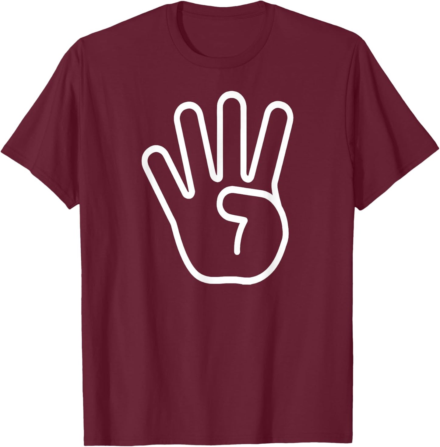 Kids 4th Birthday Fingers Four Years Old Boys Girls T-Shirt - T-Shirt | Maroon