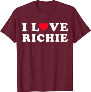 I Love Richie Matching Girlfriend & Boyfriend Richie Name T-Shirt - T-Shirt | Maroon