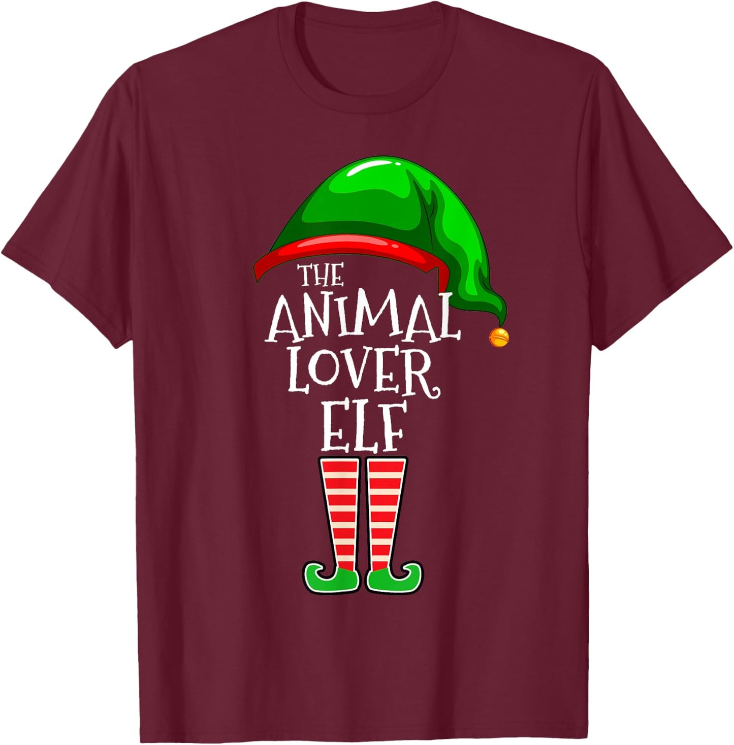 The Animal Lover Elf Family Matching Group Christmas Gift T-Shirt - T-Shirt | Maroon