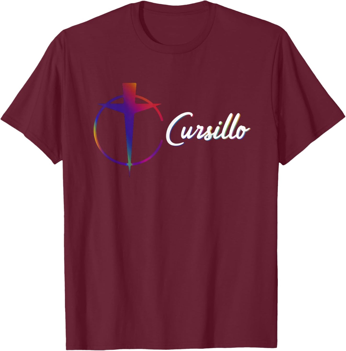 DeColores Cursillo Rainbow Rooster Catholic T-Shirt - T-Shirt | Maroon