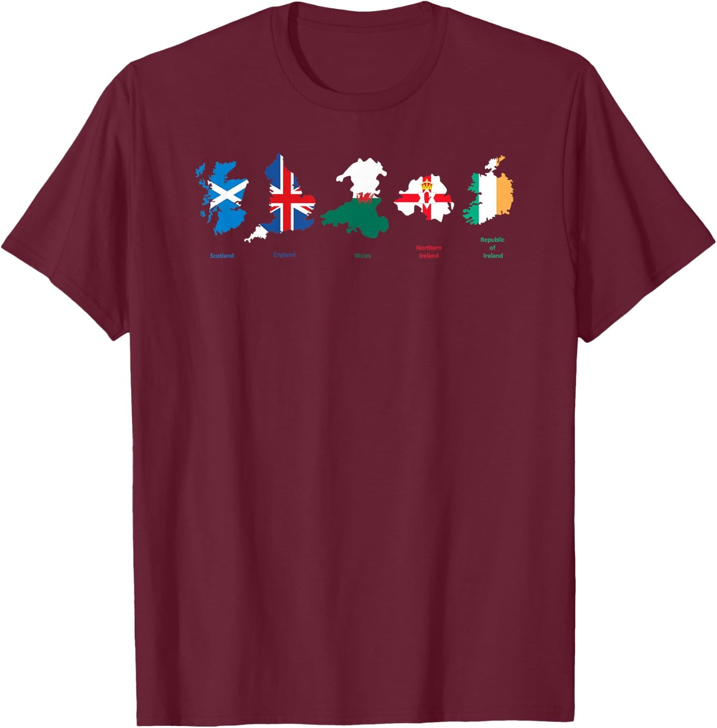 British Isles Sea Ireland Scotland Wales England Map Coins T-Shirt - T-Shirt | Maroon