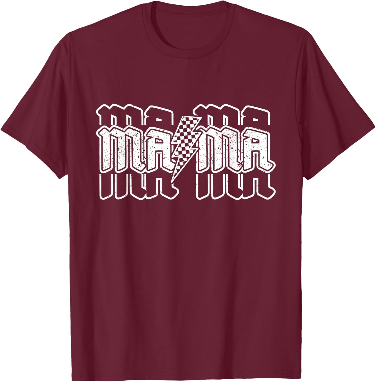 Checkered Mama Lightning Bolt Mother's Day For Mom Mother T-Shirt - T-Shirt | Maroon