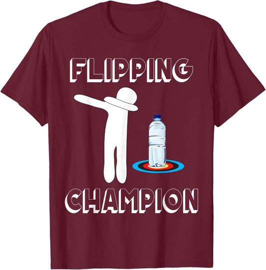 Water Bottle Flipping Dabbing Flipping Champion T-Shirt - T-Shirt | Maroon
