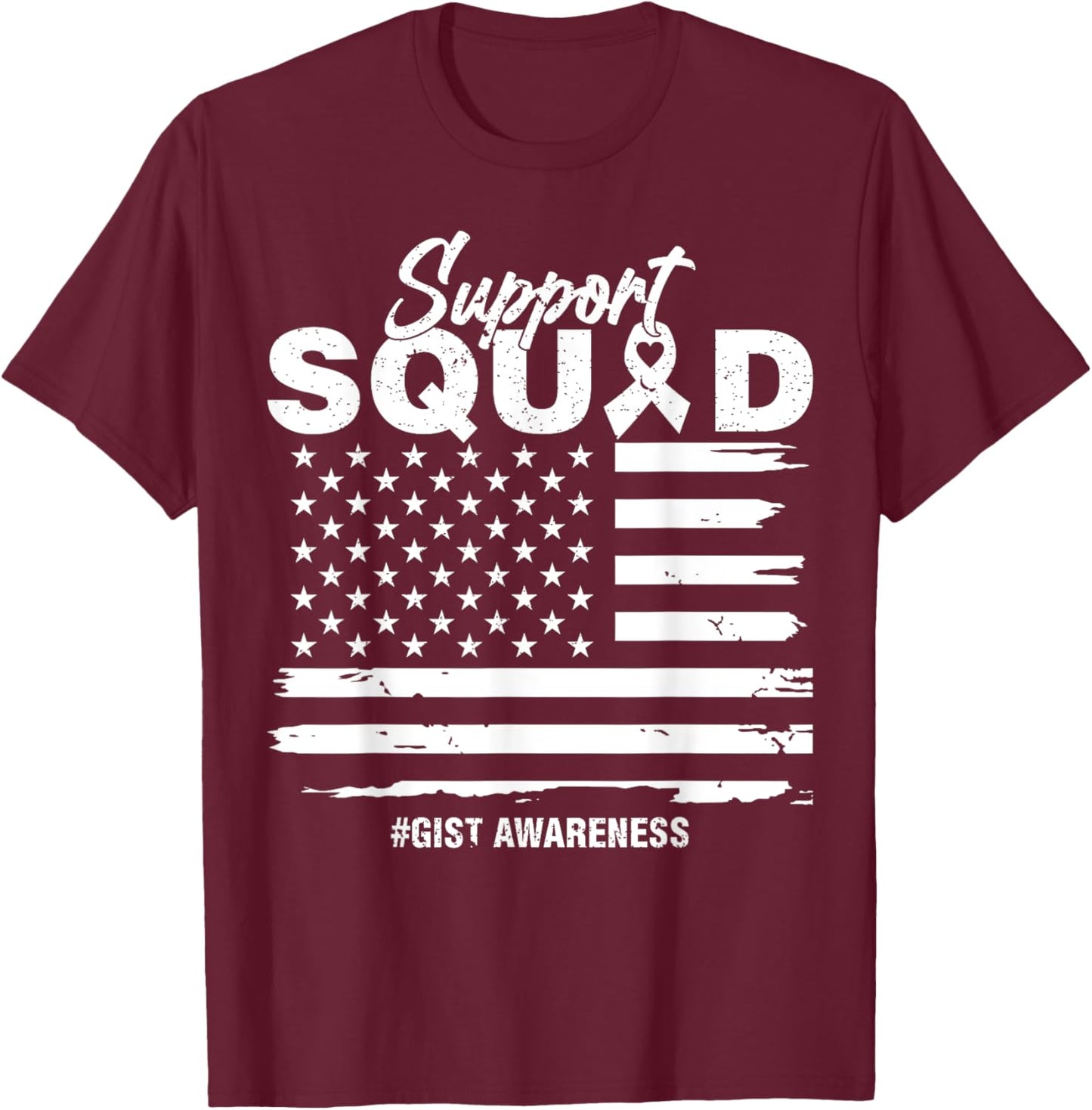 USA Flag Purple Ribbon Support GIST Awareness Squad Men T-Shirt - T-Shirt | Maroon