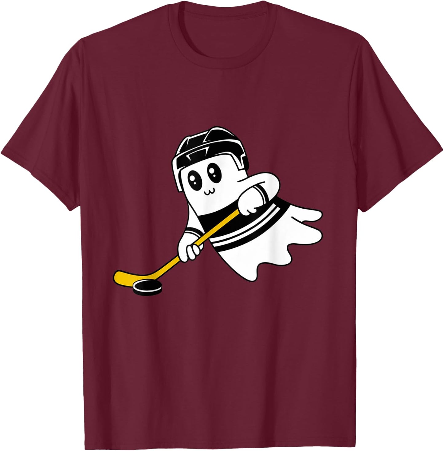 Ghost Playing Ice Hockey Halloween Costume Sports Men Boys T-Shirt - T-Shirt | Maroon