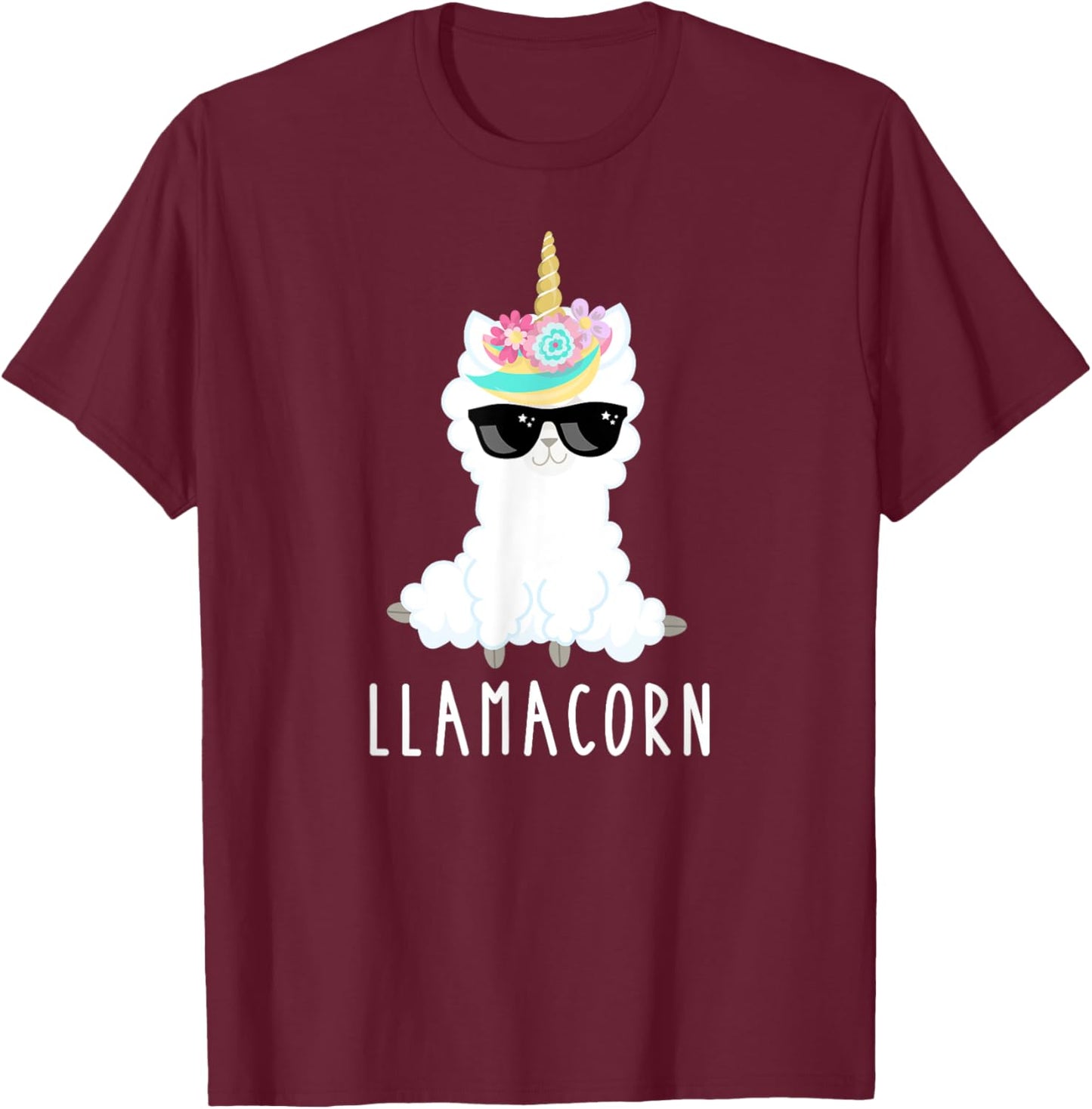 Llamacorn Shirt Girls Llama Unicorn Funny Kids Gift T-Shirt - T-Shirt | Maroon